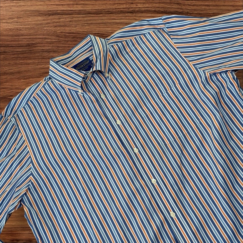 Pendleton Shirt Mens XL Blue Stripes Regular Long Sleeve Button Down